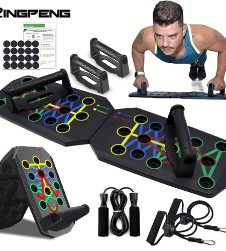 Portable Multifunctional Push-Up Board Set with Handles Foldable Fitness Equipment for Chest Abdomen Arms and Back Training