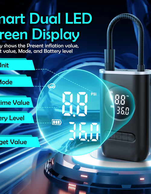 Load image into Gallery viewer, Tire Inflator Portable Air Compressor, 150PSI Cordless Air Pump for Car Tires with Digital Pressure Gauge, Rechargeable Tire Pump with LED Light for Car Bike Motorcycles Balls
