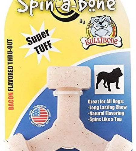 Spin-A-Bone Dog Chew Toy with Bacon Flavor for Dental Health