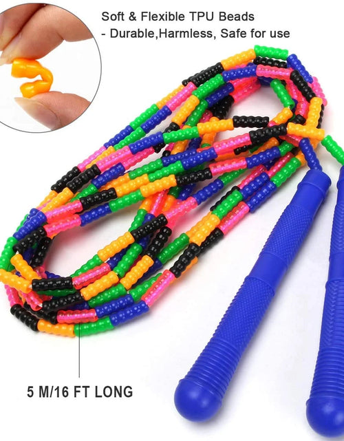 Load image into Gallery viewer, 2PCS Double Dutch Jump Rope Long Jump Rope 16 FT Beaded Skipping Rope, Ergonomic Design
