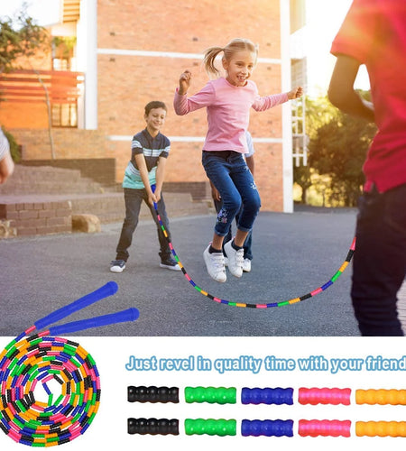 2PCS Double Dutch Jump Rope Long Jump Rope 16 FT Beaded Skipping Rope, Ergonomic Design