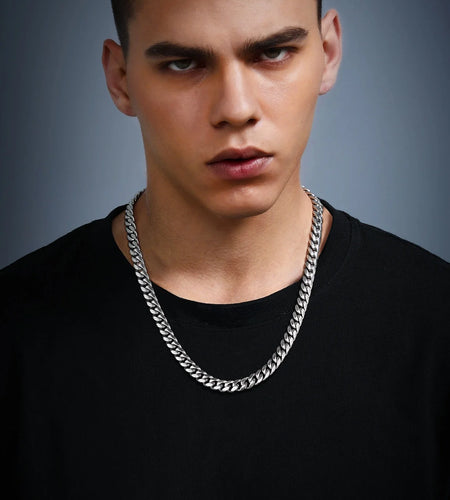 Hip Hop Men Necklaces Curb Cuban Chains 20Inch 10Mm Stainless Steel Chains Gift for Mens