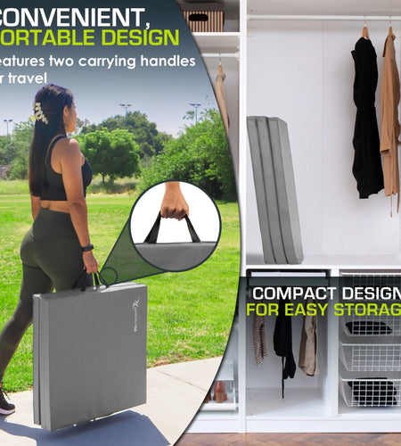 Tri-Fold Folding Gymnastics Mat 6’X2’ for Exercise