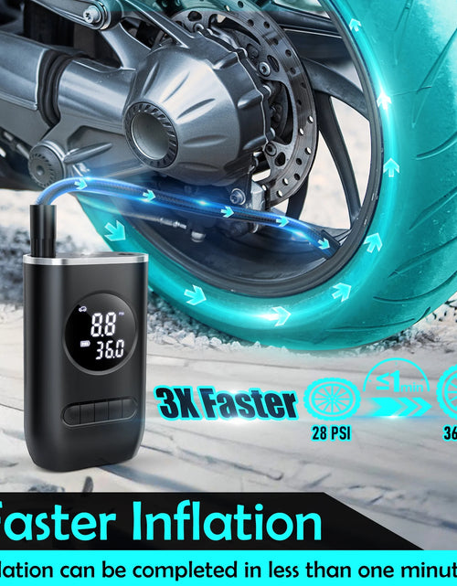 Load image into Gallery viewer, Tire Inflator Portable Air Compressor, 150PSI Cordless Air Pump for Car Tires with Digital Pressure Gauge, Rechargeable Tire Pump with LED Light for Car Bike Motorcycles Balls
