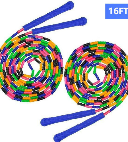 2PCS Double Dutch Jump Rope Long Jump Rope 16 FT Beaded Skipping Rope, Ergonomic Design